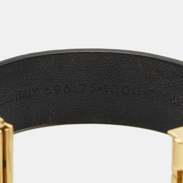 Top Quality Balenciaga Logo Leather Gold Tone Bracelet M
