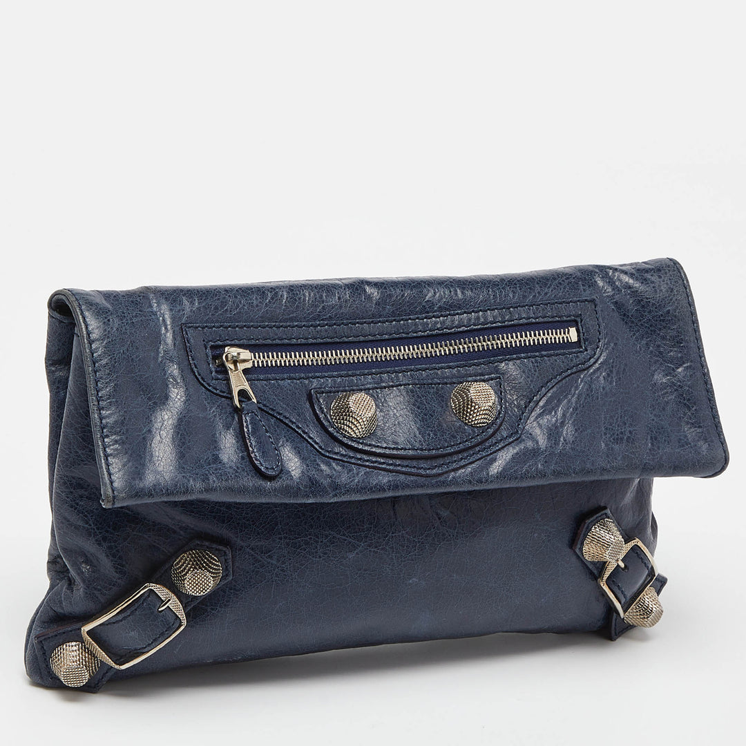 Top Quality Balenciaga Blue Leather Giant 21 Envelope Clutch