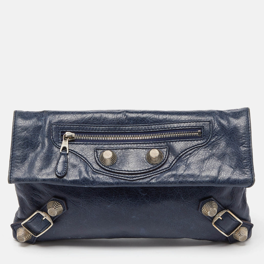 Top Quality Balenciaga Blue Leather Giant 21 Envelope Clutch
