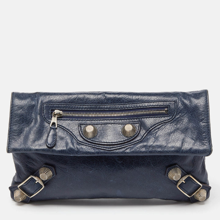 Top Quality Balenciaga Blue Leather Giant 21 Envelope Clutch