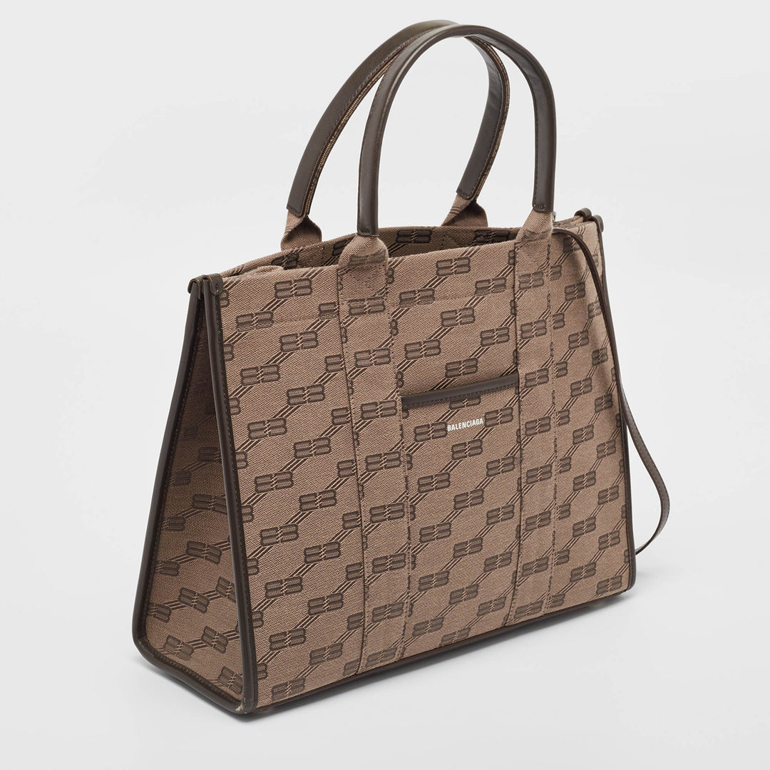 Top Quality Balenciaga Beige/Brown BB Monogram Canvas and Leather Medium Hardware Tote
