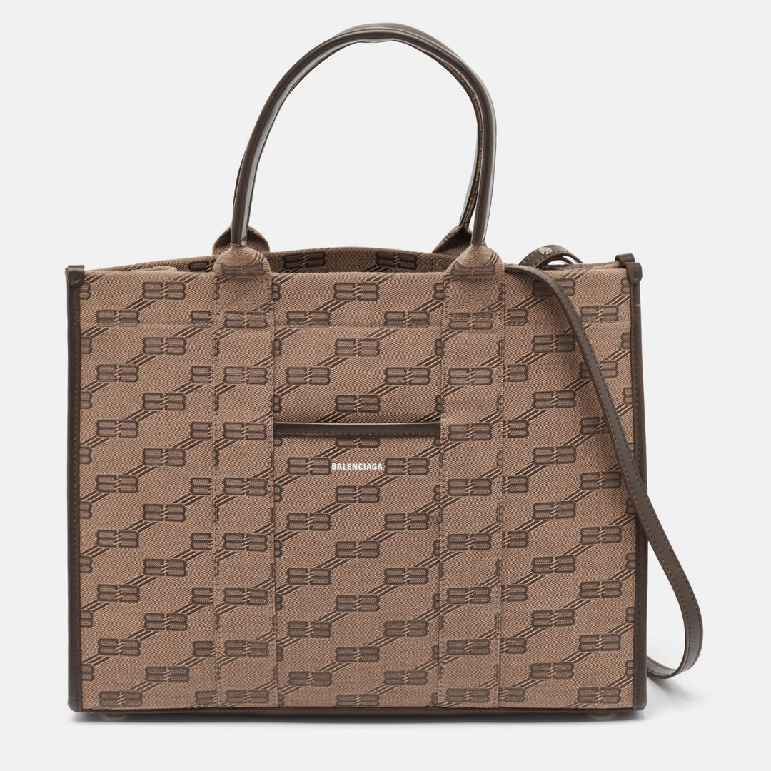 Top Quality Balenciaga Beige/Brown BB Monogram Canvas and Leather Medium Hardware Tote