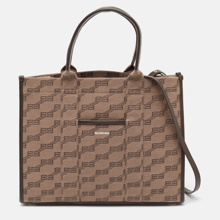 Top Quality Balenciaga Beige/Brown BB Monogram Canvas and Leather Medium Hardware Tote