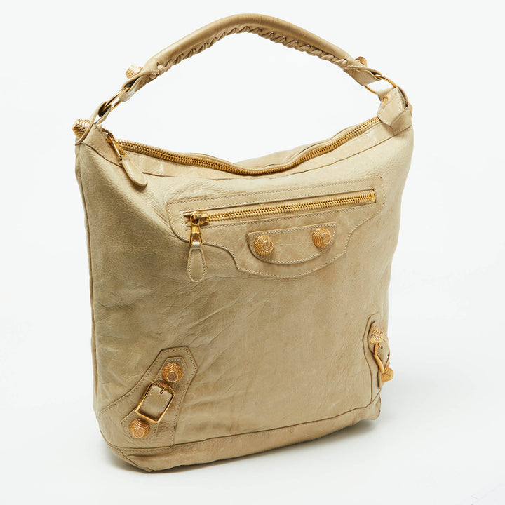 Top Quality Balenciaga Beige Leather GGH Day Hobo