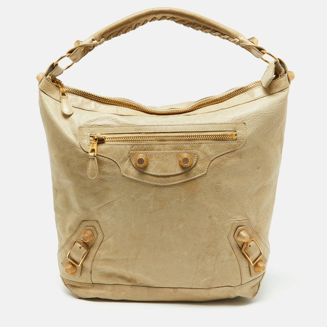 Top Quality Balenciaga Beige Leather GGH Day Hobo