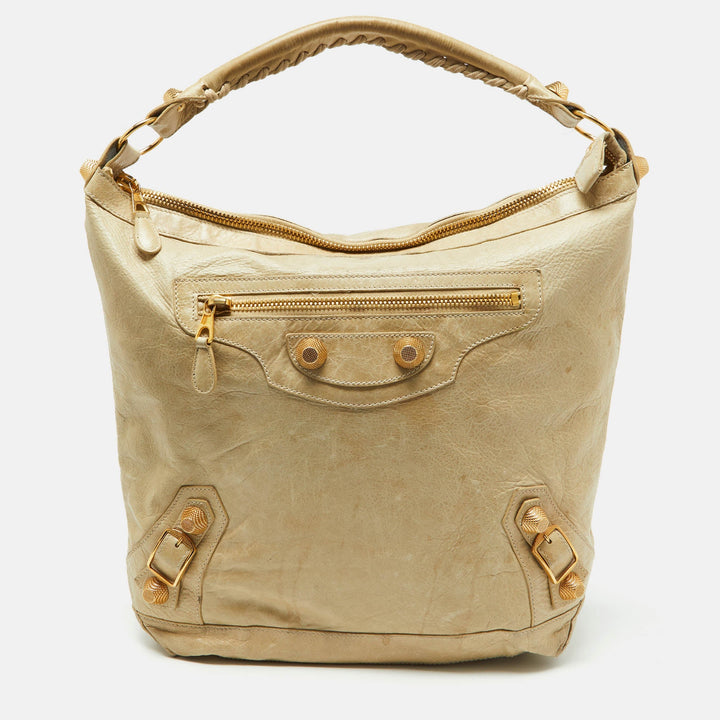Top Quality Balenciaga Beige Leather GGH Day Hobo
