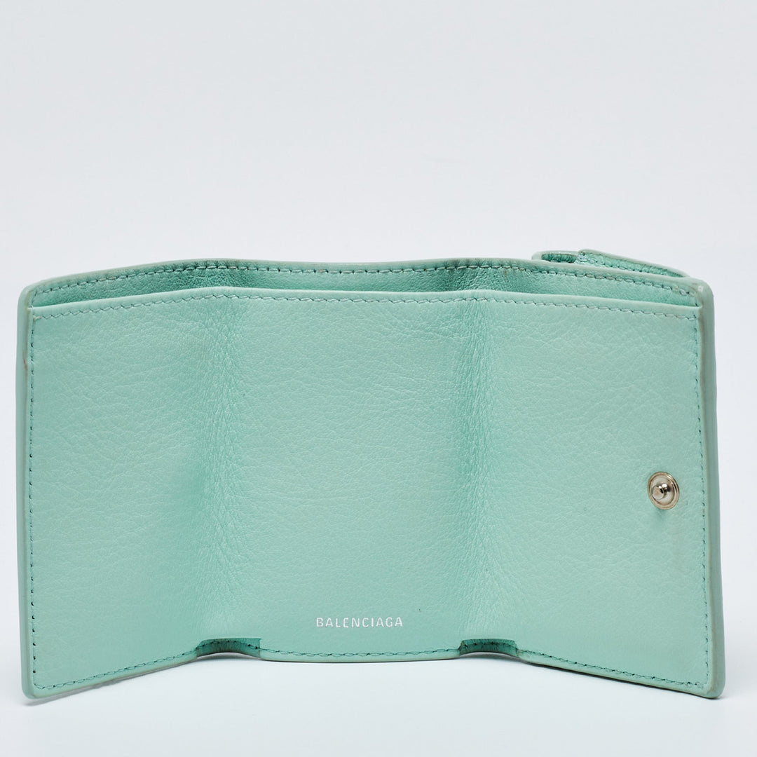 Top Quality Balenciaga Mint Green Leather Mini Papier Wallet