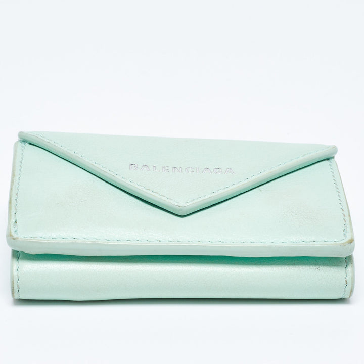 Top Quality Balenciaga Mint Green Leather Mini Papier Wallet