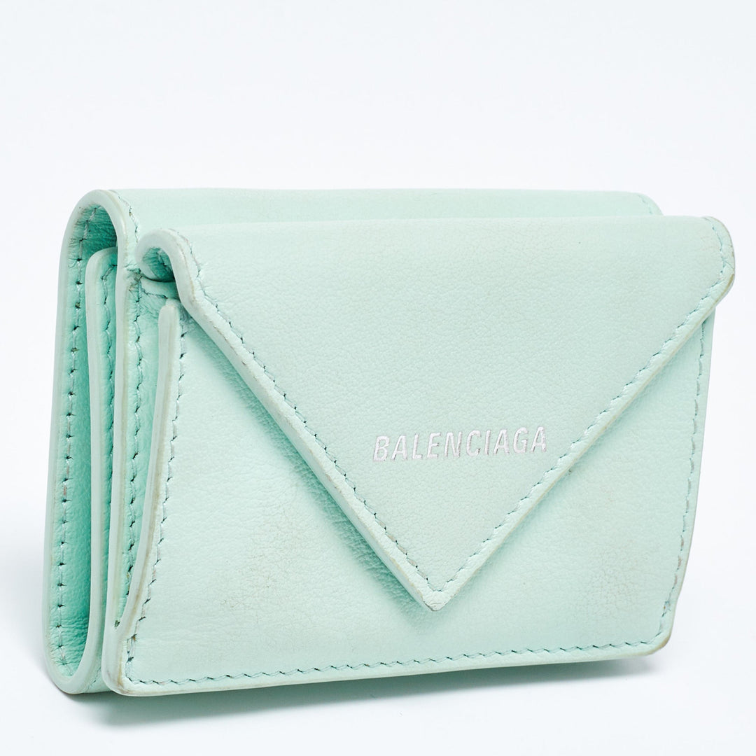 Top Quality Balenciaga Mint Green Leather Mini Papier Wallet