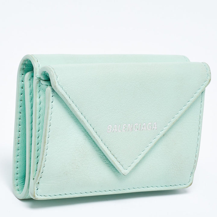 Top Quality Balenciaga Mint Green Leather Mini Papier Wallet