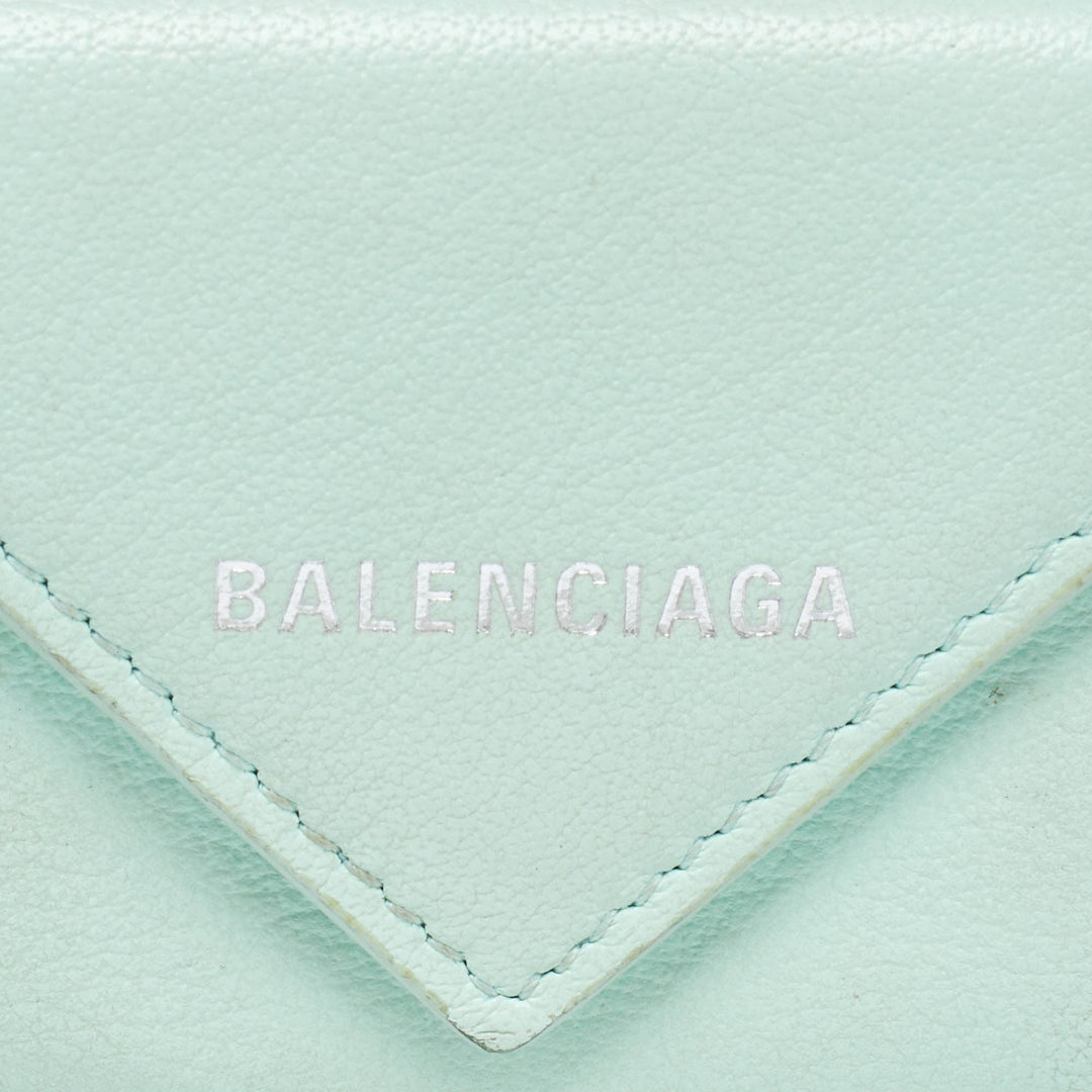 Top Quality Balenciaga Mint Green Leather Mini Papier Wallet