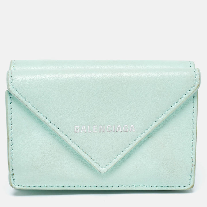 Top Quality Balenciaga Mint Green Leather Mini Papier Wallet