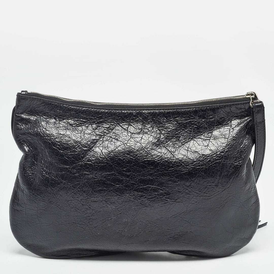 Top Quality Balenciaga Black Leather SGH Flat Wristlet Clutch