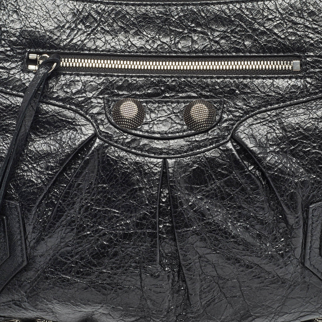 Top Quality Balenciaga Black Leather SGH Flat Wristlet Clutch