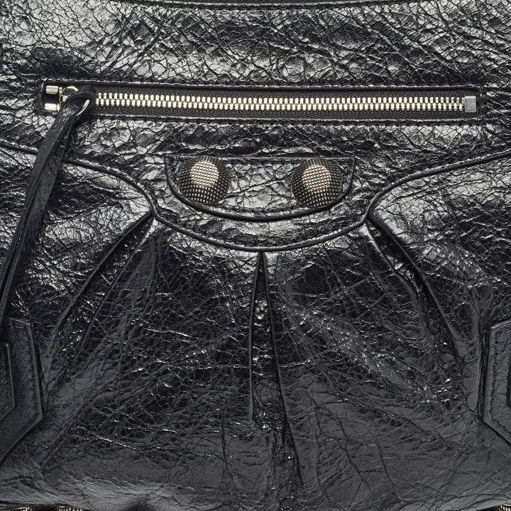 Top Quality Balenciaga Black Leather SGH Flat Wristlet Clutch