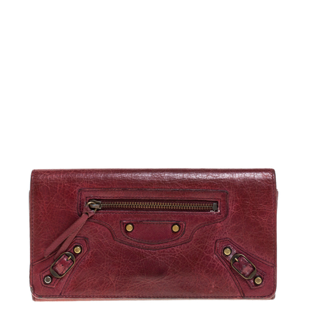 Top Quality Balenciaga Bordeaux Leather City Wallet