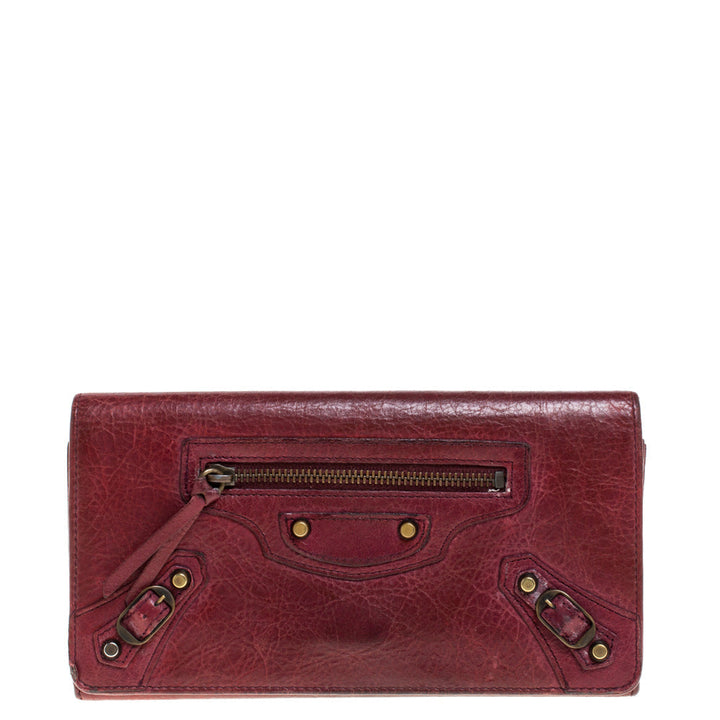 Top Quality Balenciaga Bordeaux Leather City Wallet