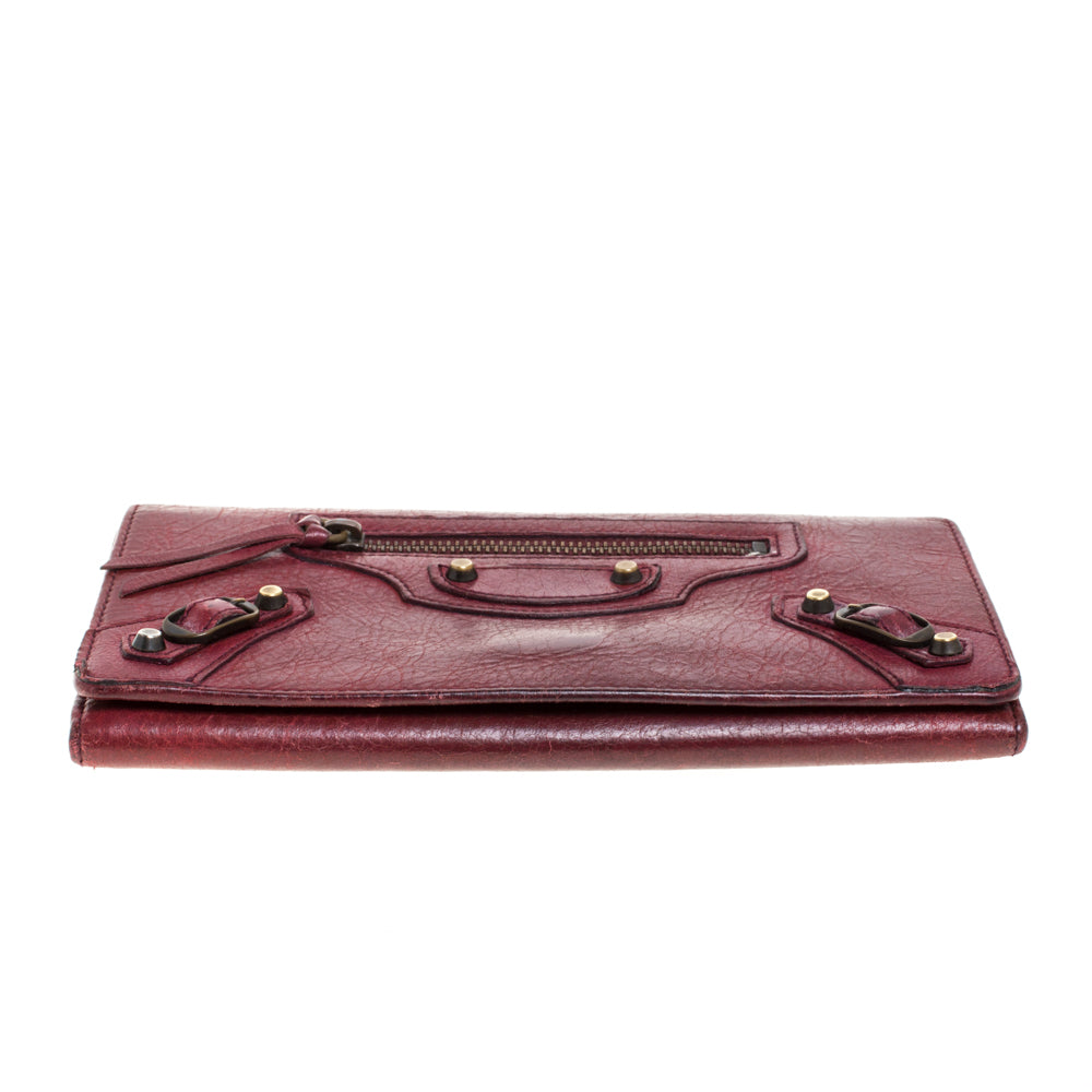 Top Quality Balenciaga Bordeaux Leather City Wallet