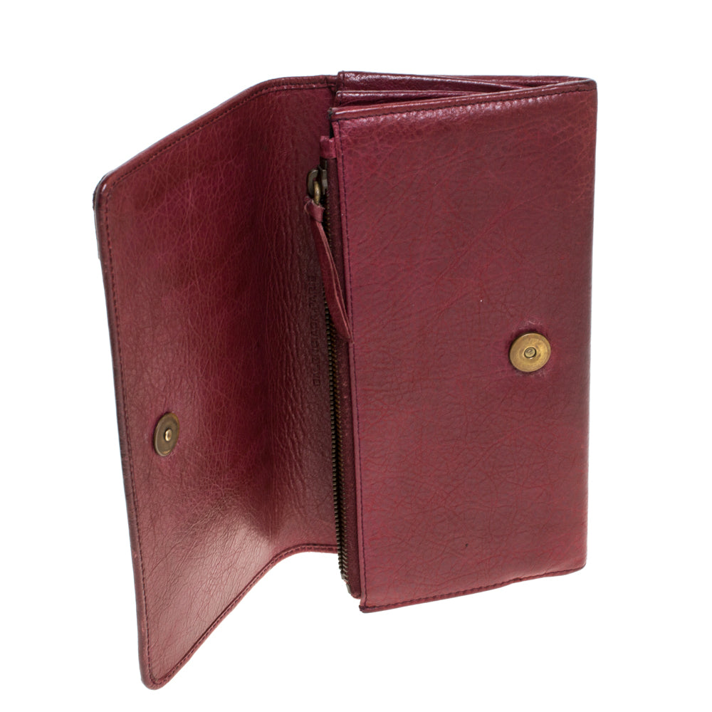 Top Quality Balenciaga Bordeaux Leather City Wallet