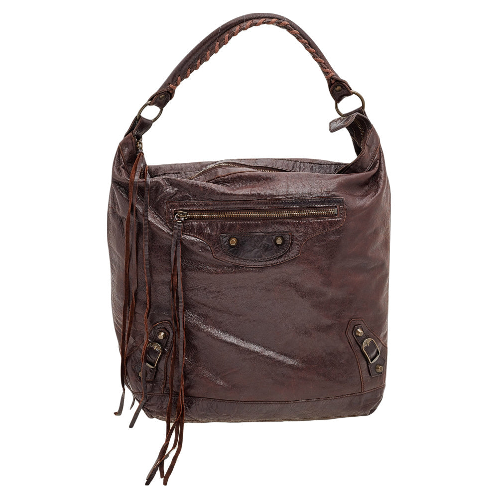 Top Quality Balenciaga Brown Leather RH Day Bag