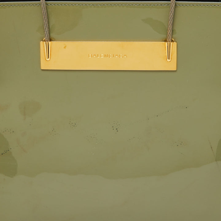 Top Quality Balenciaga Grey Patent Leather Small Cable Shopper Tote