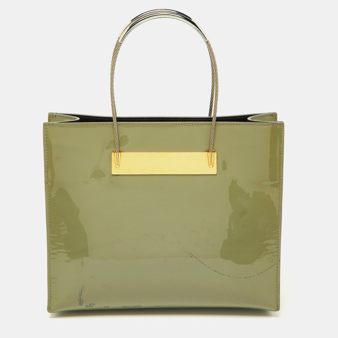 Top Quality Balenciaga Grey Patent Leather Small Cable Shopper Tote