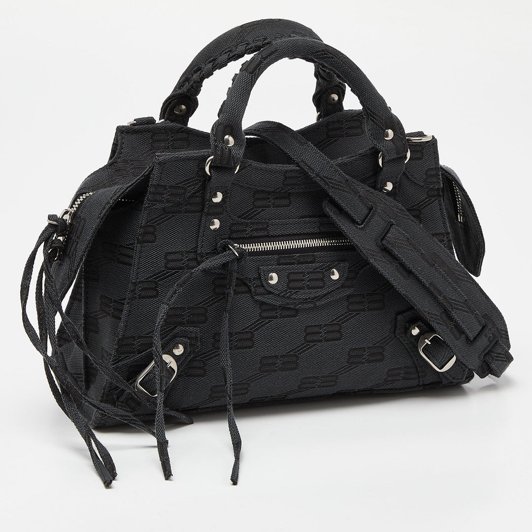 Top Quality Balenciaga Black BB Monogram Canvas XS Neo Cagole Bag
