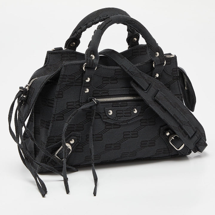 Top Quality Balenciaga Black BB Monogram Canvas XS Neo Cagole Bag