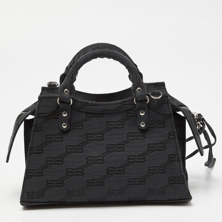 Top Quality Balenciaga Black BB Monogram Canvas XS Neo Cagole Bag