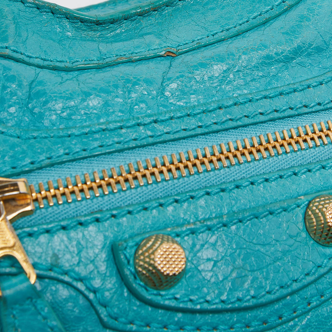Top Quality Balenciaga Bleu Tropical Leather Mini Classic City Bag