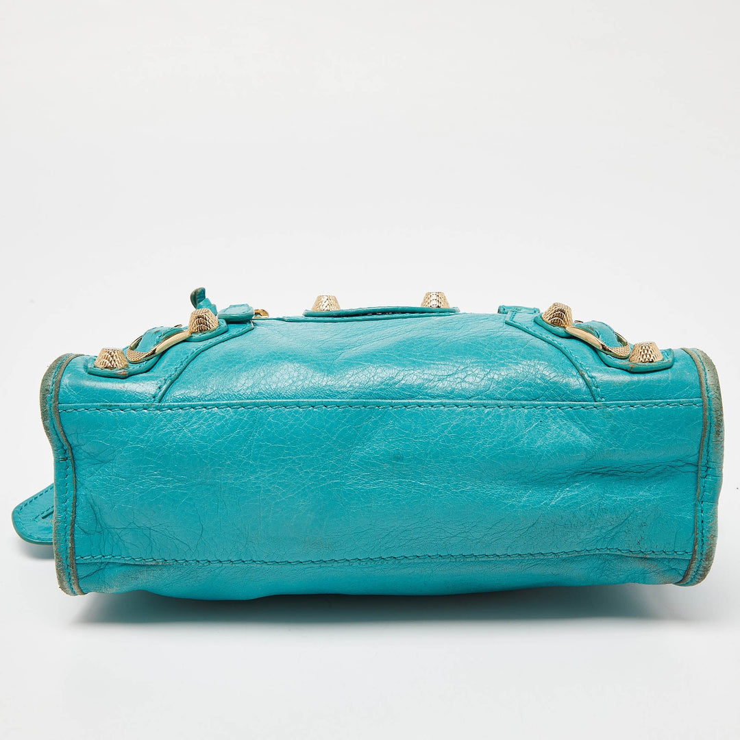 Top Quality Balenciaga Bleu Tropical Leather Mini Classic City Bag
