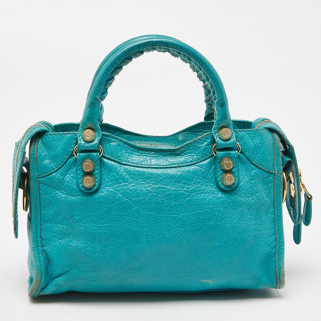 Top Quality Balenciaga Bleu Tropical Leather Mini Classic City Bag