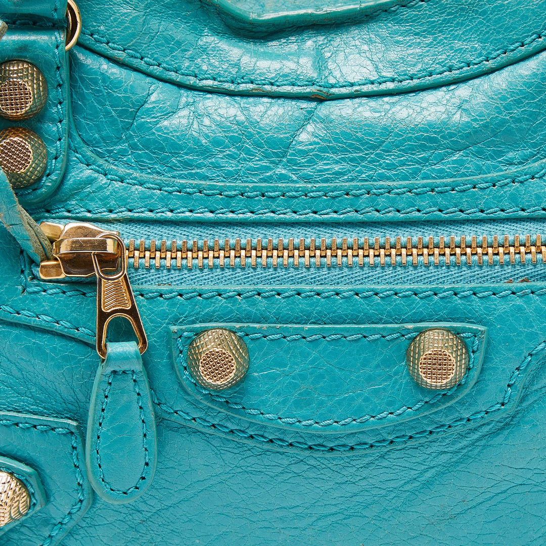 Top Quality Balenciaga Bleu Tropical Leather Mini Classic City Bag