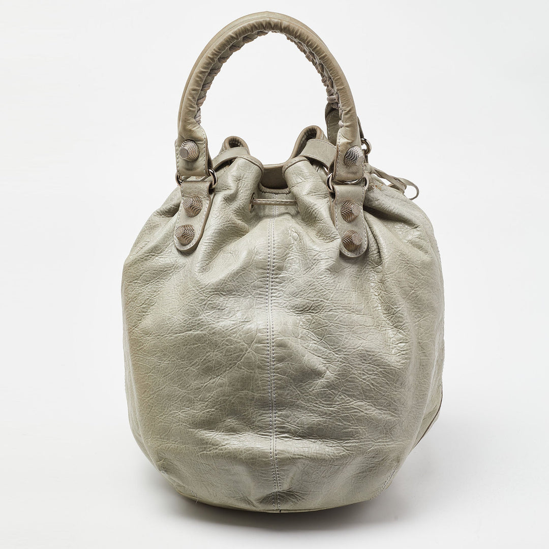 Top Quality Balenciaga Argent Leather GSH Pompon Hobo