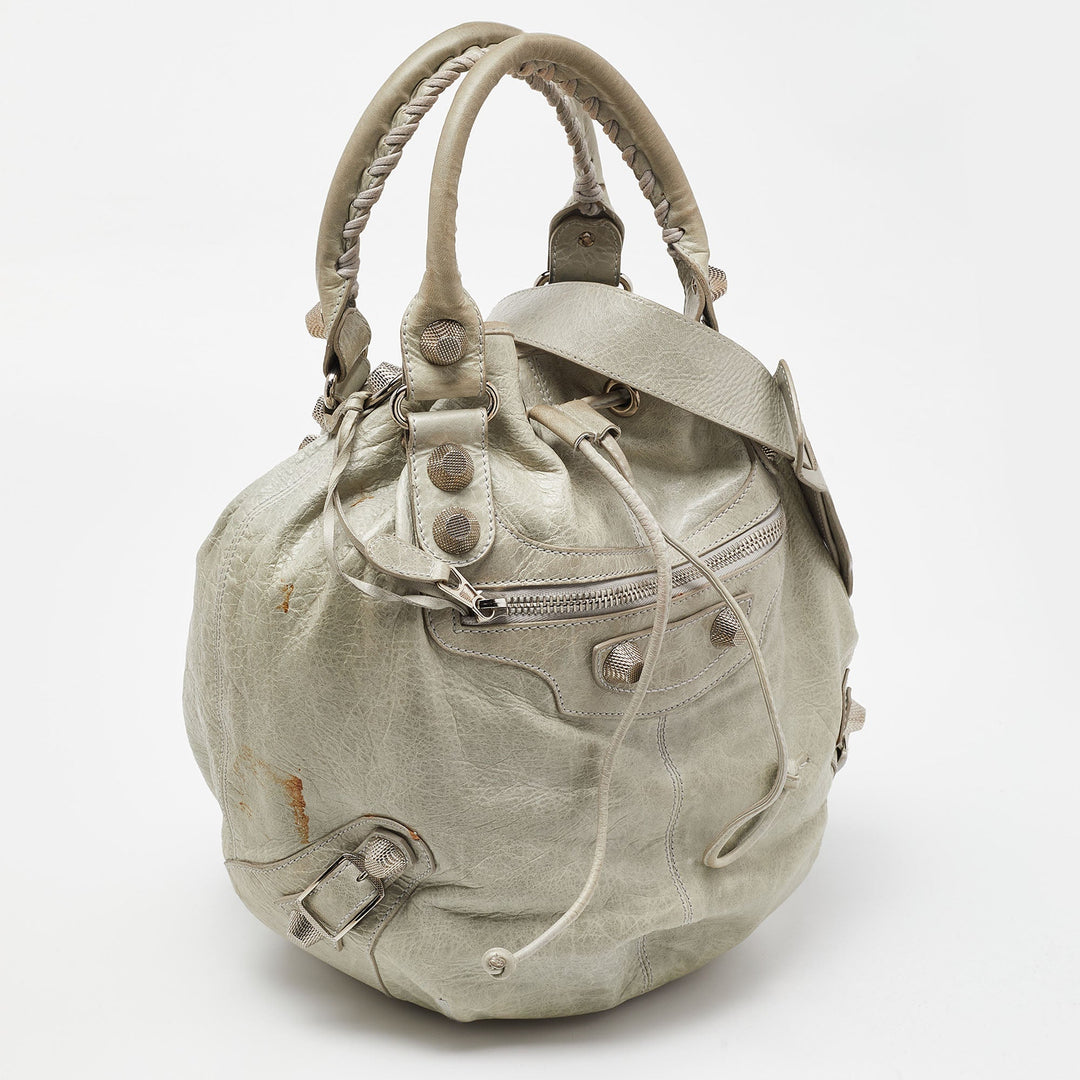 Top Quality Balenciaga Argent Leather GSH Pompon Hobo