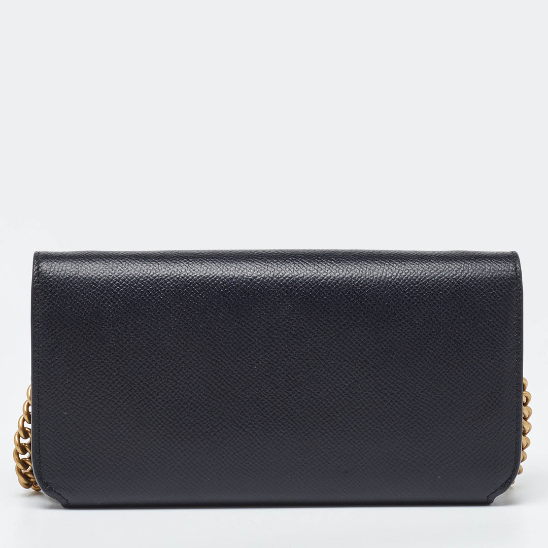 Top Quality Balenciaga Black Leather Everyday Wallet on Chain