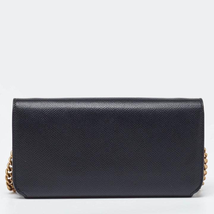 Top Quality Balenciaga Black Leather Everyday Wallet on Chain