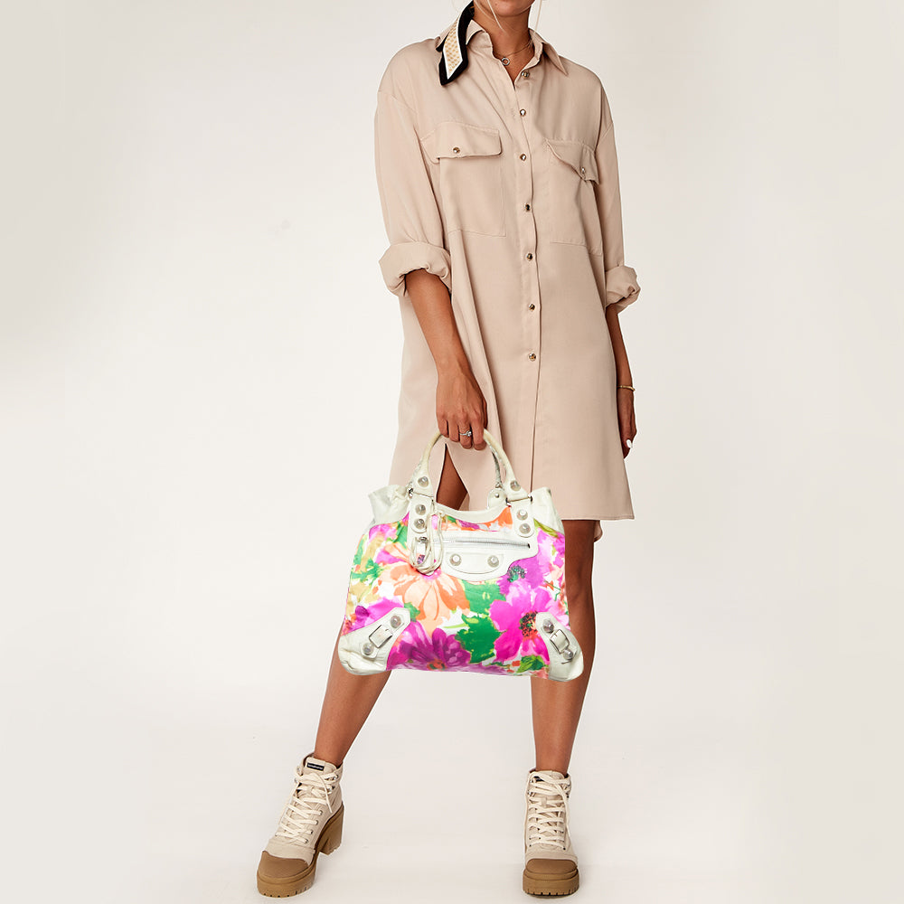 Top Quality Balenciaga Multicolor Printed Nylon and Leather GSH Brief Bag