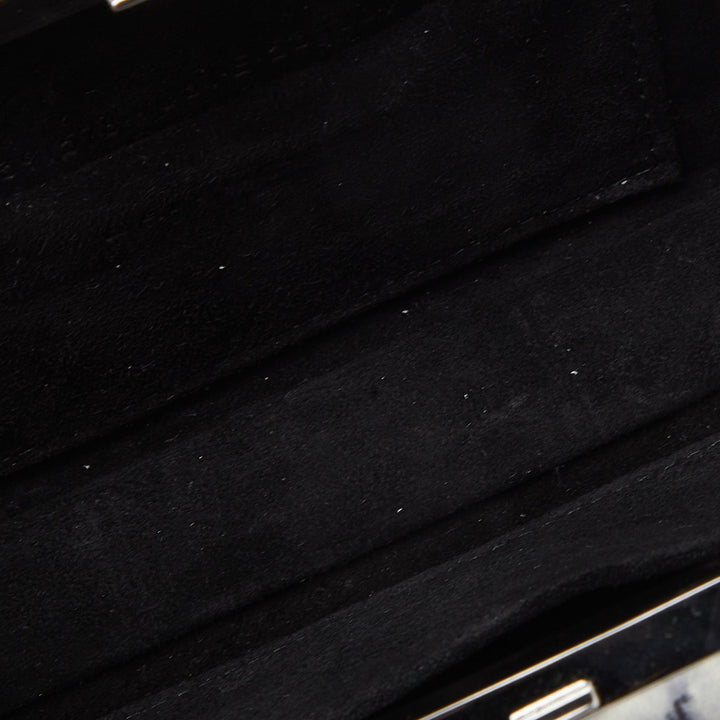 Top Quality Balenciaga Off White/Black Marble Leather Le Dix Minaudiere Box Clutch