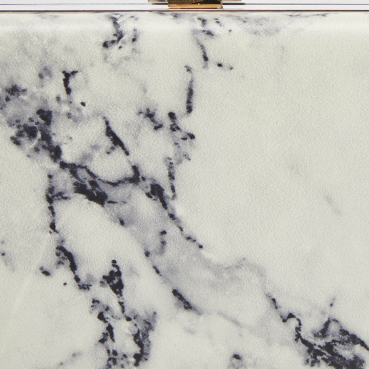 Top Quality Balenciaga Off White/Black Marble Leather Le Dix Minaudiere Box Clutch