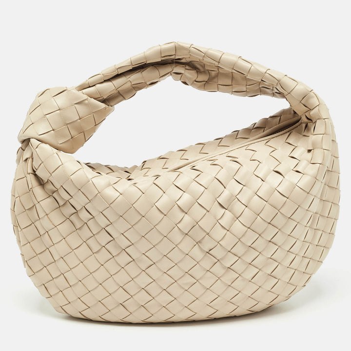 Bottega veneta Beige Intrecciato Leather Teen Jodie Hobo