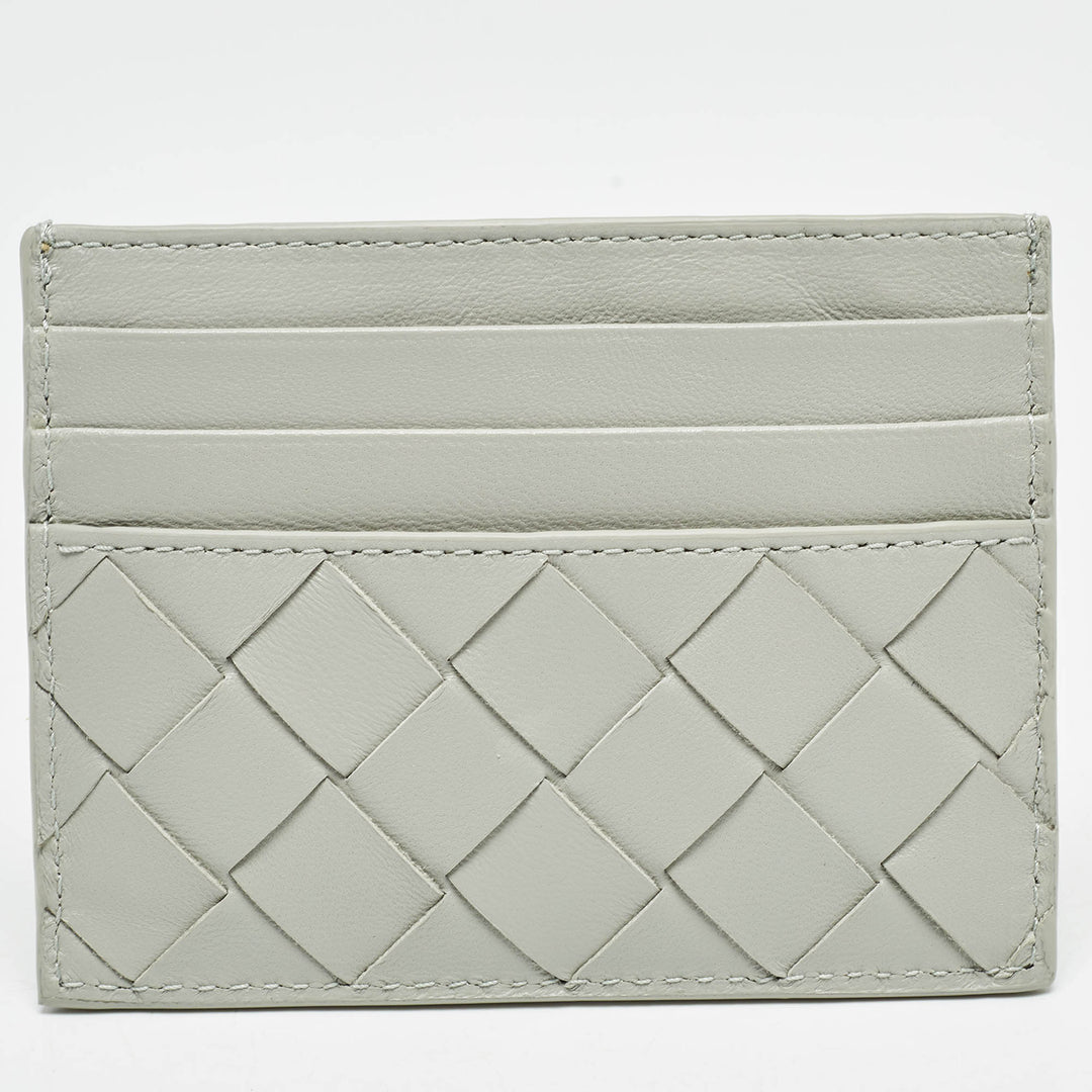 Bottega veneta Light Grey Intrecciato Leather Card Holder