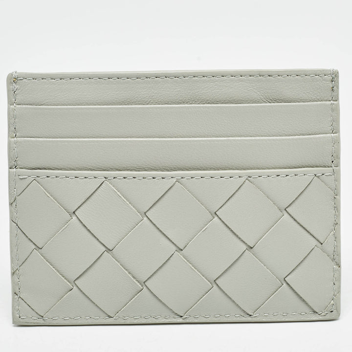 Bottega veneta Light Grey Intrecciato Leather Card Holder