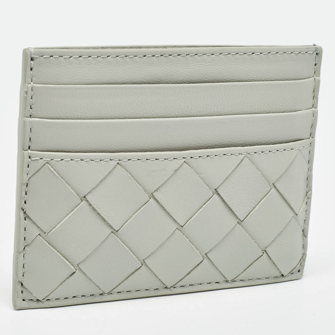 Bottega veneta Light Grey Intrecciato Leather Card Holder