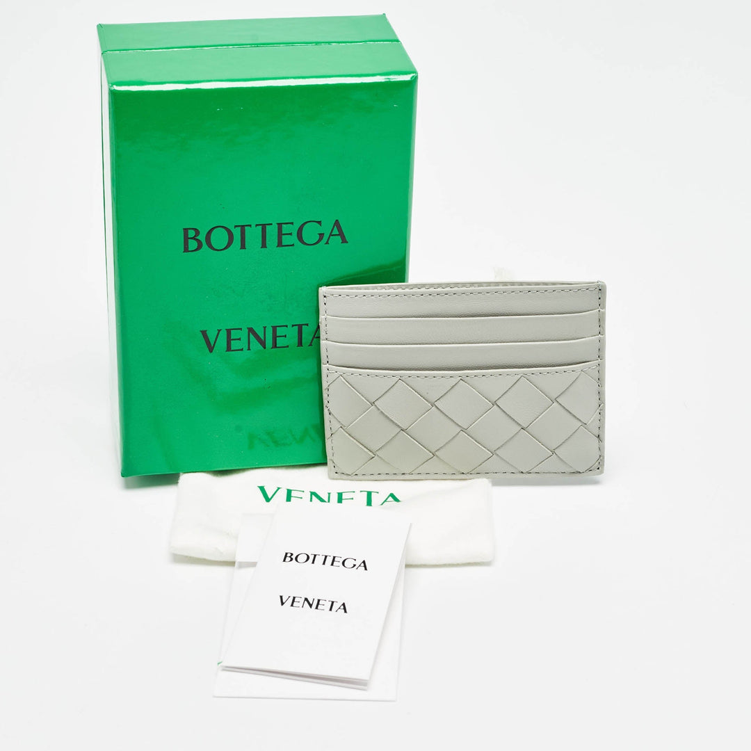 Bottega veneta Light Grey Intrecciato Leather Card Holder