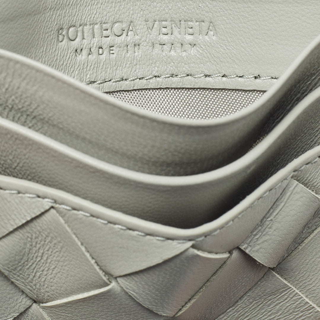 Bottega veneta Light Grey Intrecciato Leather Card Holder