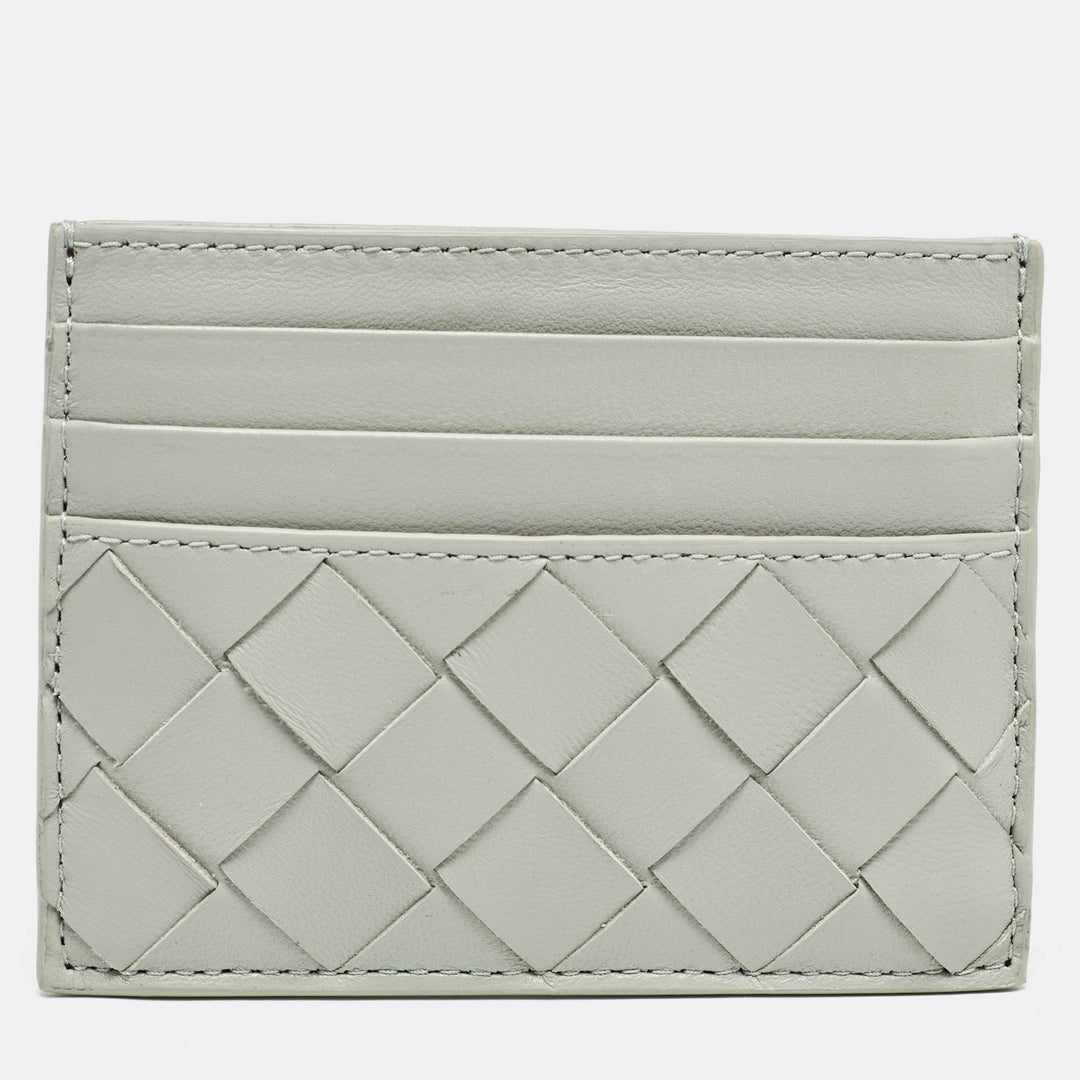 Bottega veneta Light Grey Intrecciato Leather Card Holder