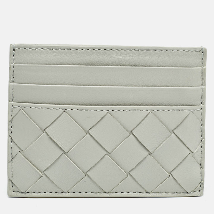 Bottega veneta Light Grey Intrecciato Leather Card Holder