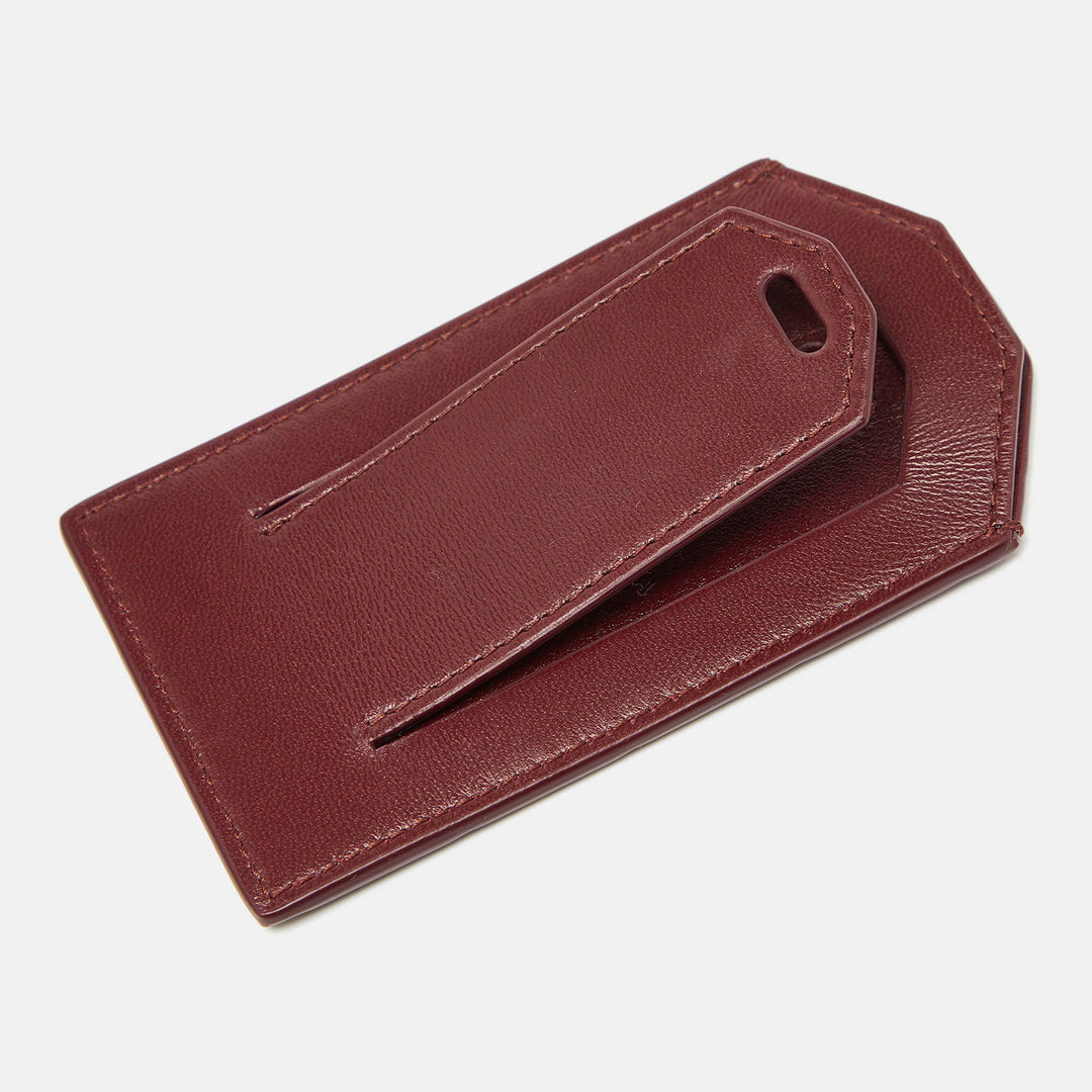 Bottega veneta Maroon Intrecciato Leather Name Tag Holder