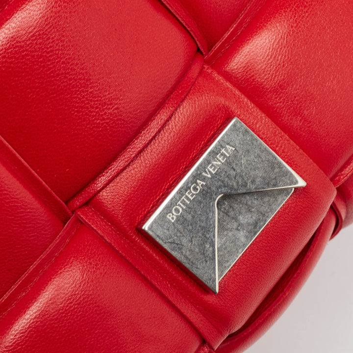 Bottega veneta Red Padded Leather Chain Cassette Shoulder Bag